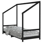 vidaXL Cadru de pat pentru copii, negru, 80x200 cm, lemn masiv de pin vidaXL Cadru de pat pentru copii, negru, 80x200 cm, lemn masiv de pin