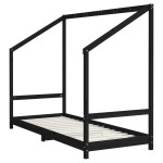 vidaXL Cadru de pat pentru copii, negru, 80x200 cm, lemn masiv de pin vidaXL Cadru de pat pentru copii, negru, 80x200 cm, lemn masiv de pin