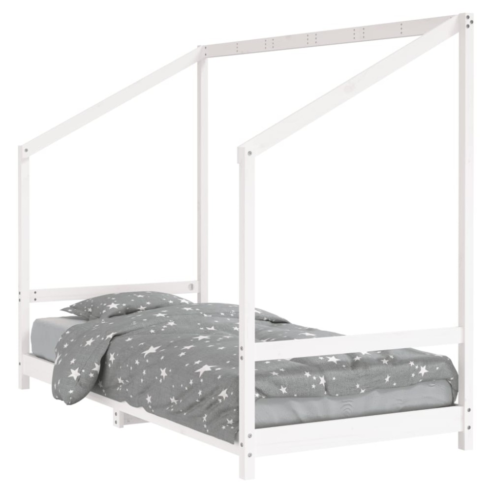 vidaXL Cadru de pat pentru copii, alb, 90x200 cm, lemn masiv de pin