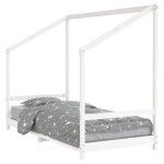 vidaXL Cadru de pat pentru copii, alb, 90x200 cm, lemn masiv de pin vidaXL Cadru de pat pentru copii, alb, 90x200 cm, lemn masiv de pin