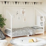 vidaXL Cadru de pat pentru copii, alb, 90x200 cm, lemn masiv de pin vidaXL Cadru de pat pentru copii, alb, 90x200 cm, lemn masiv de pin