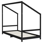 vidaXL Cadru pat pentru copii, negru, 90x200 cm, lemn masiv de pin vidaXL Cadru pat pentru copii, negru, 90x200 cm, lemn masiv de pin