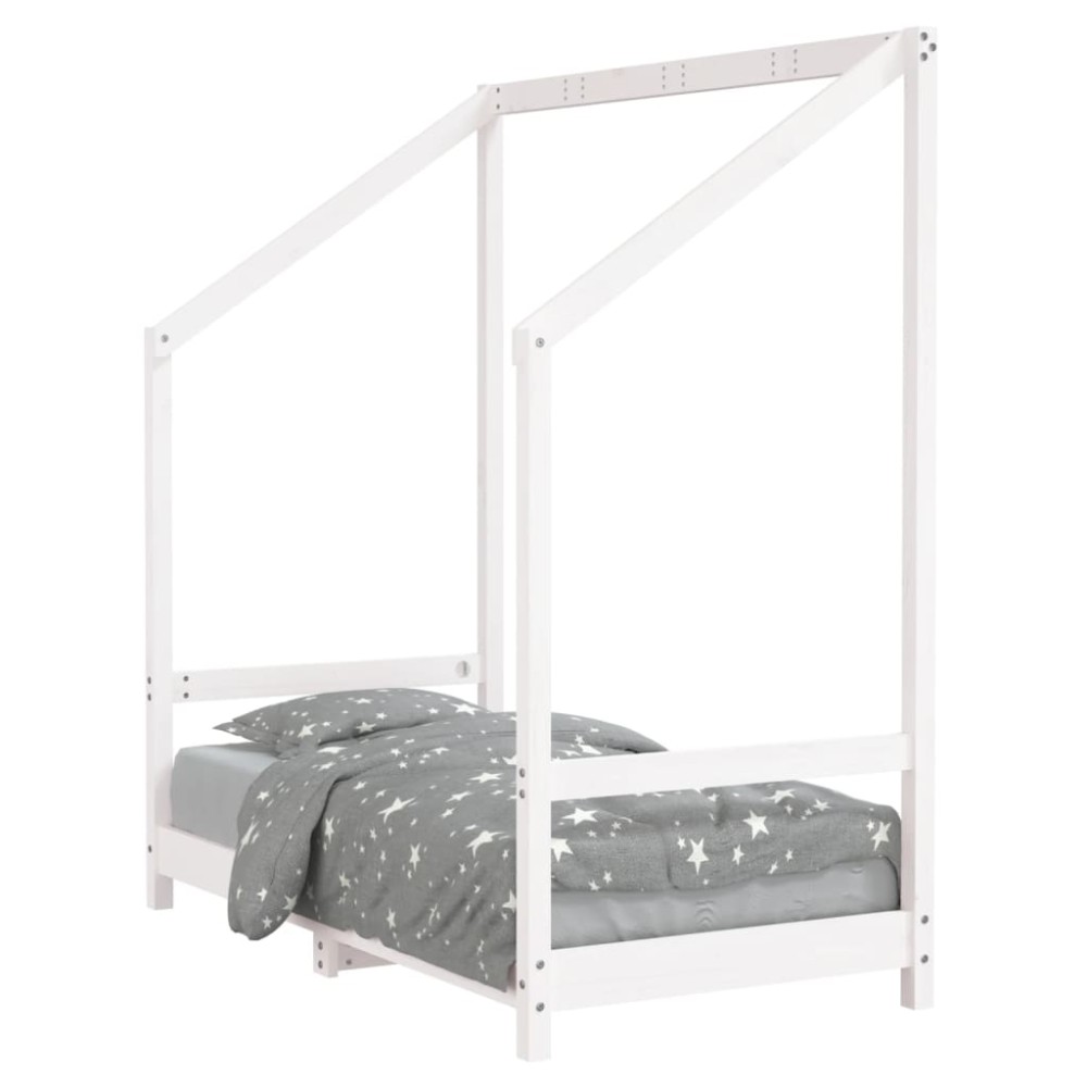 vidaXL Cadru de pat pentru copii, alb, 70x140 cm, lemn masiv de pin