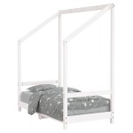 vidaXL Cadru de pat pentru copii, alb, 70x140 cm, lemn masiv de pin