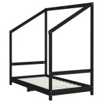 vidaXL Cadru de pat pentru copii, negru, 80x160 cm, lemn masiv de pin vidaXL Cadru de pat pentru copii, negru, 80x160 cm, lemn masiv de pin