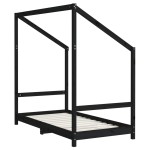 vidaXL Cadru de pat pentru copii, negru, 80x160 cm, lemn masiv de pin vidaXL Cadru de pat pentru copii, negru, 80x160 cm, lemn masiv de pin