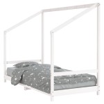 vidaXL Cadru de pat pentru copii, alb, 90x190 cm, lemn masiv de pin vidaXL Cadru de pat pentru copii, alb, 90x190 cm, lemn masiv de pin