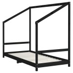 vidaXL Cadru de pat pentru copii, negru, 90x190 cm, lemn masiv de pin vidaXL Cadru de pat pentru copii, negru, 90x190 cm, lemn masiv de pin