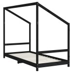 vidaXL Cadru de pat pentru copii, negru, 90x190 cm, lemn masiv de pin vidaXL Cadru de pat pentru copii, negru, 90x190 cm, lemn masiv de pin