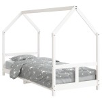 vidaXL Cadru de pat pentru copii, alb, 80x200 cm, lemn masiv de pin vidaXL Cadru de pat pentru copii, alb, 80x200 cm, lemn masiv de pin