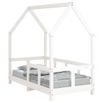 vidaXL Cadru de pat pentru copii, alb, 70x140 cm, lemn masiv de pin vidaXL Cadru de pat pentru copii, alb, 70x140 cm, lemn masiv de pin