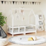 vidaXL Cadru de pat pentru copii, alb, 70x140 cm, lemn masiv de pin vidaXL Cadru de pat pentru copii, alb, 70x140 cm, lemn masiv de pin