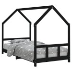 vidaXL Cadru de pat pentru copii, negru, 90x190 cm, lemn masiv de pin vidaXL Cadru de pat pentru copii, negru, 90x190 cm, lemn masiv de pin