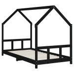 vidaXL Cadru de pat pentru copii, negru, 90x190 cm, lemn masiv de pin vidaXL Cadru de pat pentru copii, negru, 90x190 cm, lemn masiv de pin