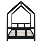 vidaXL Cadru de pat pentru copii, negru, 90x190 cm, lemn masiv de pin vidaXL Cadru de pat pentru copii, negru, 90x190 cm, lemn masiv de pin