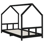vidaXL Cadru de pat pentru copii, negru, 90x190 cm, lemn masiv de pin vidaXL Cadru de pat pentru copii, negru, 90x190 cm, lemn masiv de pin