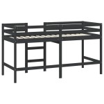 vidaXL Pat etajat de copii cu scară, negru, 80x200 cm, lemn masiv pin vidaXL Pat etajat de copii cu scară, negru, 80x200 cm, lemn masiv pin