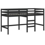 vidaXL Pat etajat de copii cu scară, negru, 90x200 cm, lemn masiv pin vidaXL Pat etajat de copii cu scară, negru, 90x200 cm, lemn masiv pin