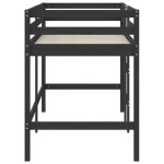 vidaXL Pat etajat de copii cu scară, negru, 90x200 cm, lemn masiv pin vidaXL Pat etajat de copii cu scară, negru, 90x200 cm, lemn masiv pin