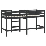 vidaXL Pat etajat de copii cu scară, negru, 90x200 cm, lemn masiv pin vidaXL Pat etajat de copii cu scară, negru, 90x200 cm, lemn masiv pin