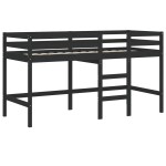 vidaXL Pat etajat de copii cu scară, negru, 90x190 cm, lemn masiv pin vidaXL Pat etajat de copii cu scară, negru, 90x190 cm, lemn masiv pin