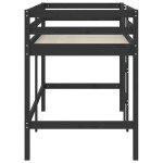 vidaXL Pat etajat de copii cu scară, negru, 90x190 cm, lemn masiv pin vidaXL Pat etajat de copii cu scară, negru, 90x190 cm, lemn masiv pin