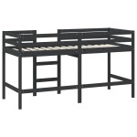 vidaXL Pat etajat de copii cu scară, negru, 90x190 cm, lemn masiv pin vidaXL Pat etajat de copii cu scară, negru, 90x190 cm, lemn masiv pin