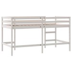 vidaXL Pat etajat de copii cu scară, alb, 80x200 cm, lemn masiv pin vidaXL Pat etajat de copii cu scară, alb, 80x200 cm, lemn masiv pin