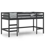 vidaXL Pat etajat de copii cu scară, negru, 90x200 cm, lemn masiv pin