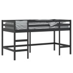 vidaXL Pat etajat de copii cu scară, negru, 90x200 cm, lemn masiv pin