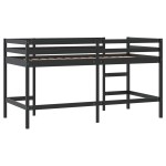 vidaXL Pat etajat de copii cu scară, negru, 90x200 cm, lemn masiv pin