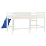 vidaXL Pat etajat de copii cu scară, alb, 80x200 cm, lemn masiv pin vidaXL Pat etajat de copii cu scară, alb, 80x200 cm, lemn masiv pin
