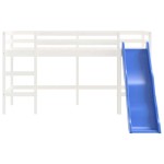 vidaXL Pat pentru copii cu tobogan, alb, 90x190 cm, lemn masiv pin vidaXL Pat pentru copii cu tobogan, alb, 90x190 cm, lemn masiv pin
