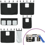 vidaXL Perdele pentru pat etajat, alb și negru, poliester