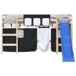 vidaXL Perdele pentru pat etajat, alb și negru, poliester