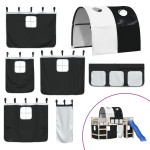 vidaXL Perdele pentru pat etajat cu tunel, alb și negru, poliester