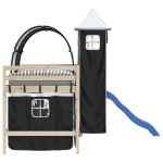 vidaXL Perdele pentru pat etajat cu tunel și turn, alb și negru