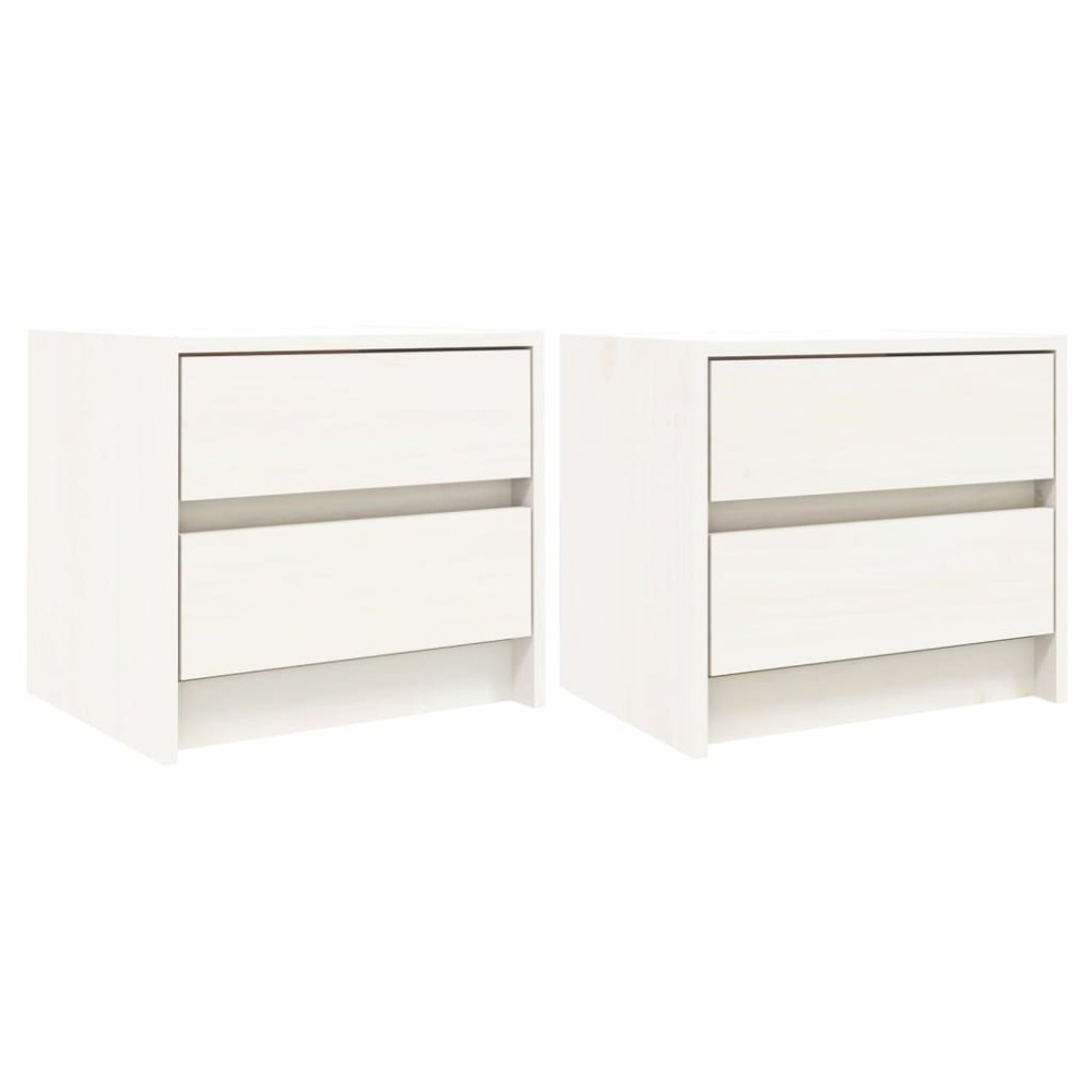 vidaXL Noptiere, 2 buc., alb, 40x31x35,5 cm, lemn masiv de pin