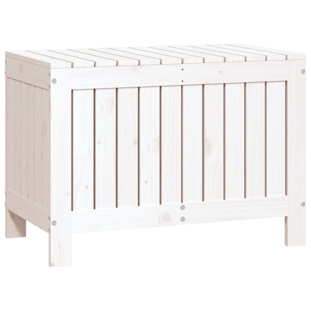 vidaXL Cutie de depozitare grădină, alb, 76x42,5x54 cm, lemn masiv pin