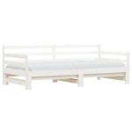 vidaXL Pat de zi cu extensie, alb, 90x200 cm, lemn masiv de pin