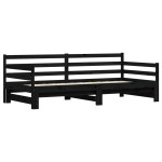vidaXL Pat de zi cu extensie, negru, 90x200 cm, lemn masiv de pin vidaXL Pat de zi cu extensie, negru, 90x200 cm, lemn masiv de pin