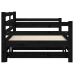 vidaXL Pat de zi cu extensie, negru, 90x200 cm, lemn masiv de pin vidaXL Pat de zi cu extensie, negru, 90x200 cm, lemn masiv de pin
