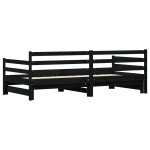 vidaXL Pat de zi cu extensie, negru, 90x200 cm, lemn masiv de pin vidaXL Pat de zi cu extensie, negru, 90x200 cm, lemn masiv de pin