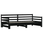 vidaXL Pat de zi cu extensie, negru, 80x200 cm, lemn masiv de pin vidaXL Pat de zi cu extensie, negru, 80x200 cm, lemn masiv de pin