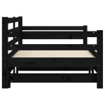 vidaXL Pat de zi cu extensie, negru, 80x200 cm, lemn masiv de pin vidaXL Pat de zi cu extensie, negru, 80x200 cm, lemn masiv de pin
