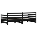 vidaXL Pat de zi cu extensie, negru, 80x200 cm, lemn masiv de pin vidaXL Pat de zi cu extensie, negru, 80x200 cm, lemn masiv de pin