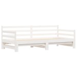 vidaXL Pat de zi cu extensie, alb, 90x190 cm, lemn masiv de pin