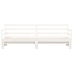 vidaXL Pat de zi cu extensie, alb, 90x190 cm, lemn masiv de pin