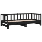 vidaXL Pat de zi cu extensie, negru, 90x200 cm, lemn masiv de pin vidaXL Pat de zi cu extensie, negru, 90x200 cm, lemn masiv de pin