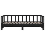 vidaXL Pat de zi cu extensie, negru, 90x200 cm, lemn masiv de pin vidaXL Pat de zi cu extensie, negru, 90x200 cm, lemn masiv de pin